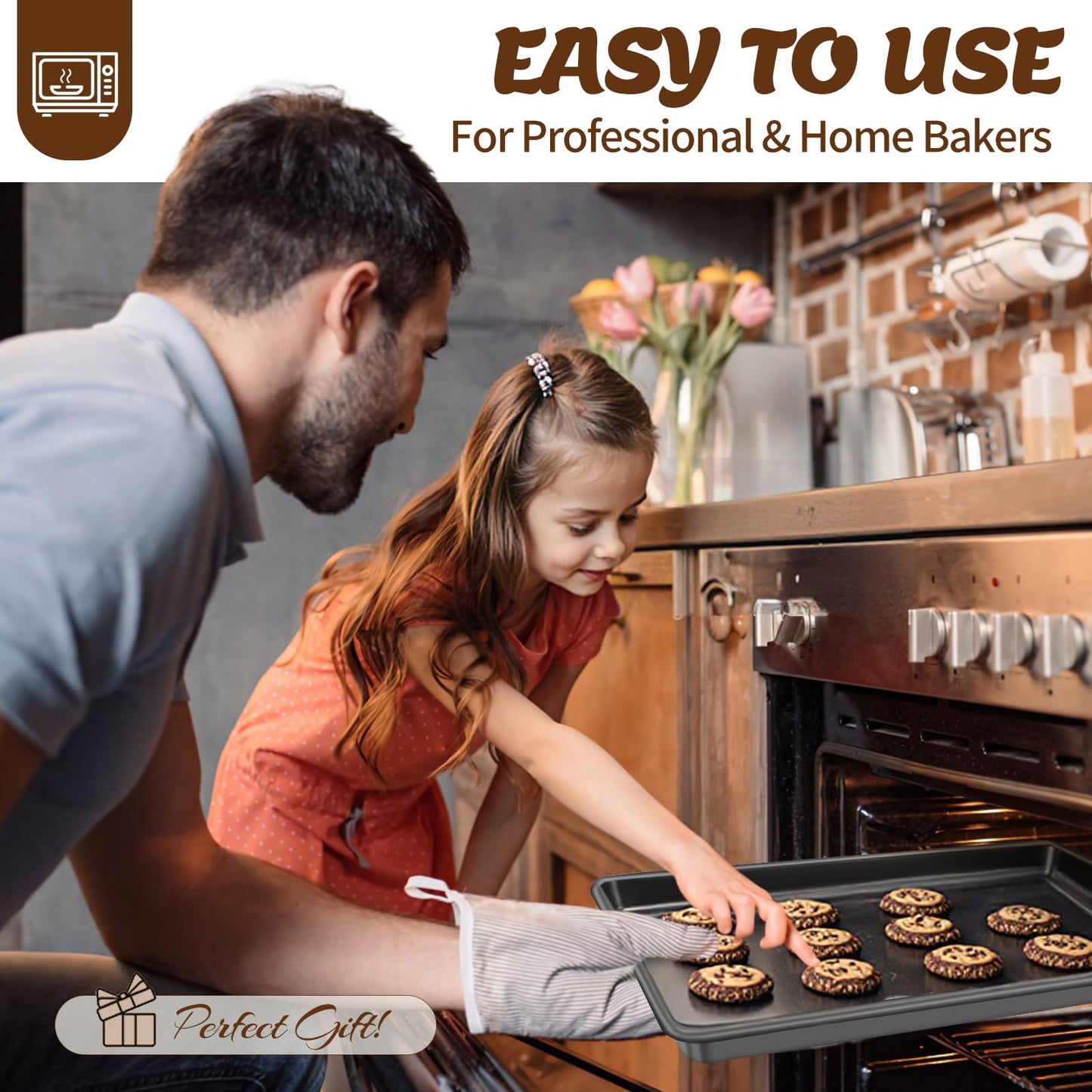 Baking Pans Set, Nonstick Bakeware Sets, Oven Pans for Cooking, AIVIKI 6 Pieces Baking Sheets Set Including Cookie Sheet, Deep Roaster Pan, Square Pan, Loaf Pan, Muffin Pan, Carbon Steel Baking Set