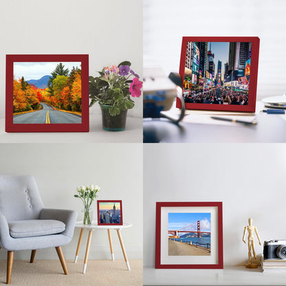 9x9 inch Wood Picture Frame for Wall Hanging or Tabletop Square Photo Frames with 1 Mats Display 7x7 inch for Baby Scan,Poster,Walls Decoration,Anniversary,Wedding,Christmas,Diamond Painting(Red)