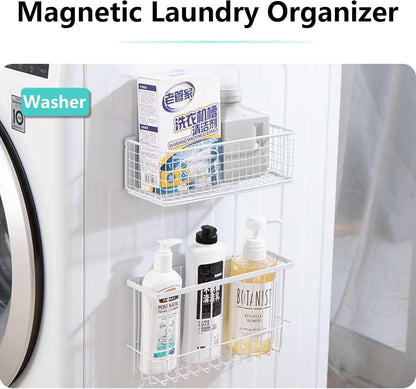 Heavy Duty Metal Magnetic Basket Organizer for Kitchen Refrigerator, Foil and Plastic Wrap Storage (10.25" L x 3.2" W x