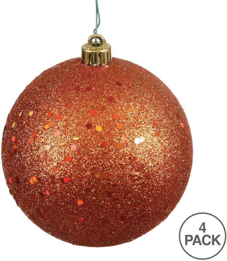 Vickerman 6" Burnished Orange Sequin Ball Ornament, 4 per Bag
