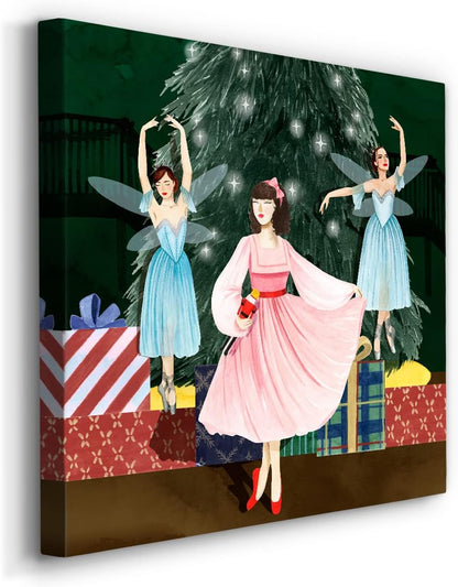 Renditions Gallery Fantasy Canvas Artwork - Beach House Decor, Lady Fairy Christmas Nutcracker Modern Paintings