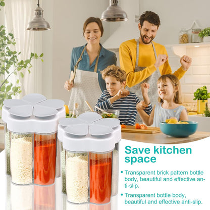 2 PCS Travel Spice Containers 5 in 1 Camping Seasoning Jars, Clear Plastic Condiment Bottle for BBQ, Picnic