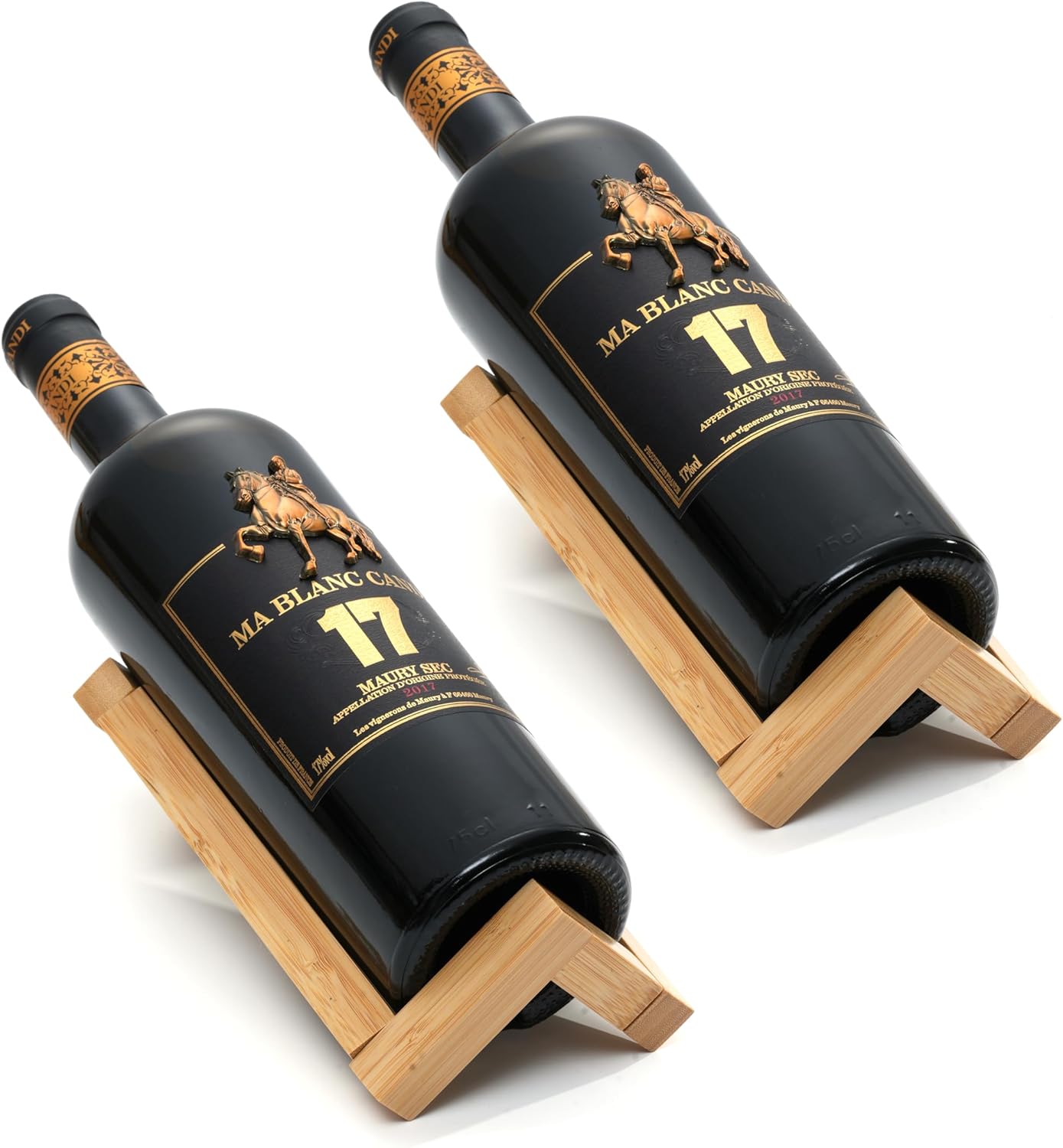 Single Wine Bottle Holder, Personalized Bamboo Stand for Table Top Wine Rack, Countertop Organizer