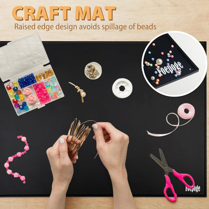 Silicone Mat for Crafts with Lip: Extra Large 31.5" x 23.6" Bead Mat for Beading & Jewelry Making DIY Beaded Bracelets - Thick Resin Art Pad for Painting & Play Clay on Crafting Table/Workbench
