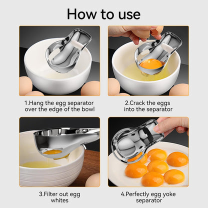 Sretanj Egg Yolk Separator，Egg Separator for Raw Eggs,Food Grade Stainless Steel Egg Yolk White Separator, Kitchen Baking Gadgets