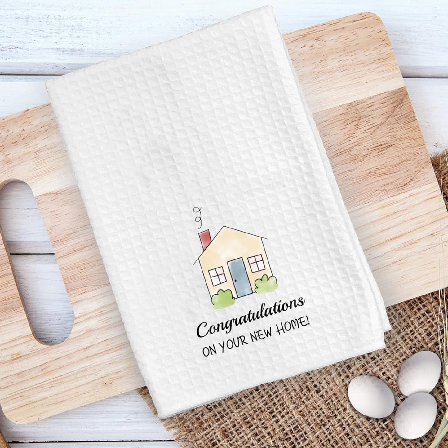 ZJXHPO New Home Kitchen Tea Towel, Congratulations On Your New Home Dish Towel, Housewarming Gift