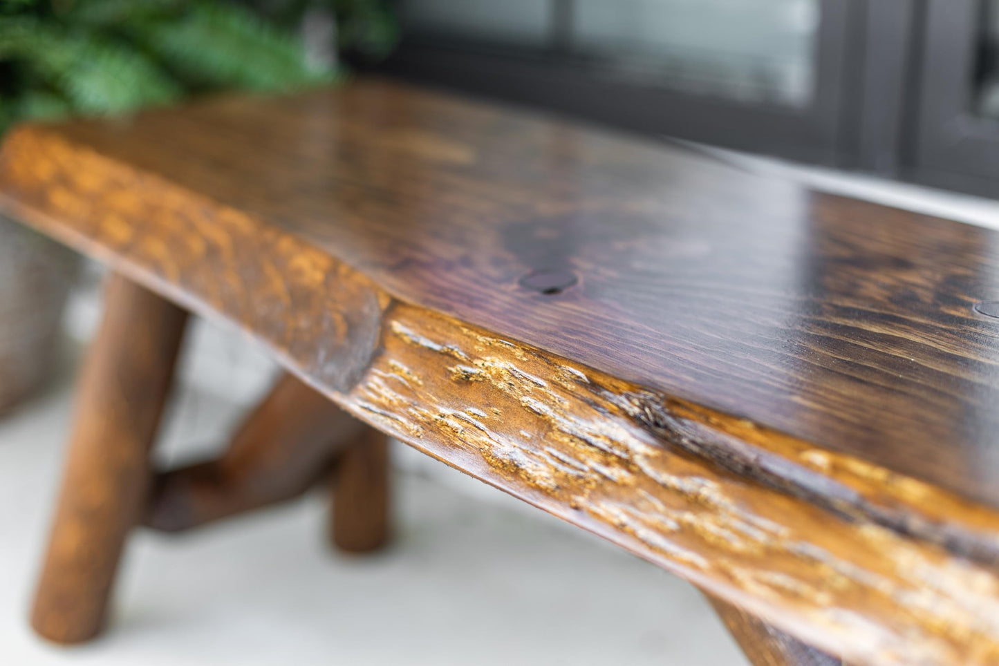 SRL Rustic Logwerks Indoor Bench — Pine & Cedar Wood Bench — Front Porch Decor — Live Edge Small Bench for Entryway, Garden & More — Handcrafted Wooden Bench — Rustic Furniture (36”, Honey Pine)