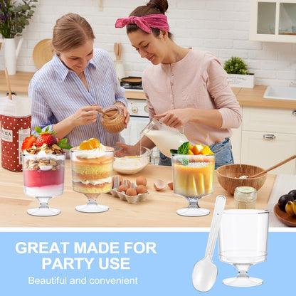 BHHQHH 200 Pack Dessert Cups with Spoons,5Oz Clear Plastic Parfait Cup,Disposable Appetizer Cups Mini Shooter Cups for Fruit Ice Cream Mousse Pudding and Party