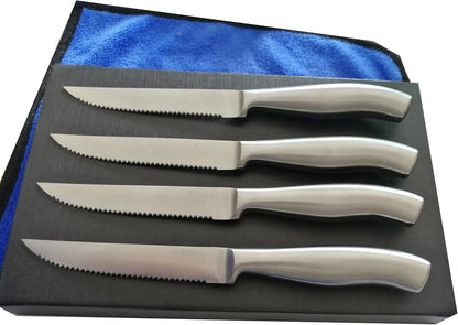 Steak Knives, Razor-Sharp Steak Knives Set of 4, Stainless Steel Serrated Steak Knife, Silver Kitchen Steak Knife Set,