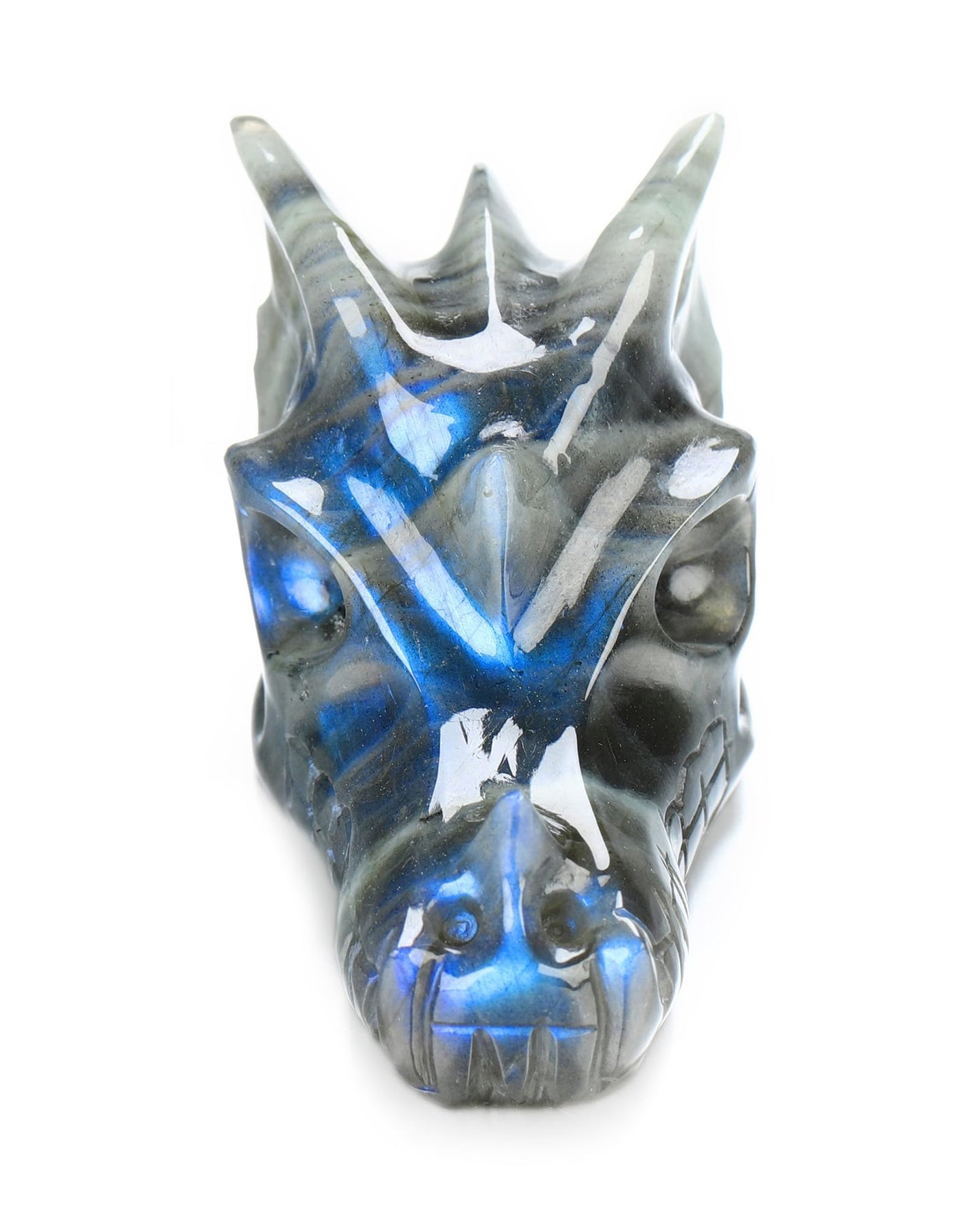 Skullis 2.0" Labradorite Hand Carved Crystal Dragon Skull Sculpture, Crystal Healing.1503
