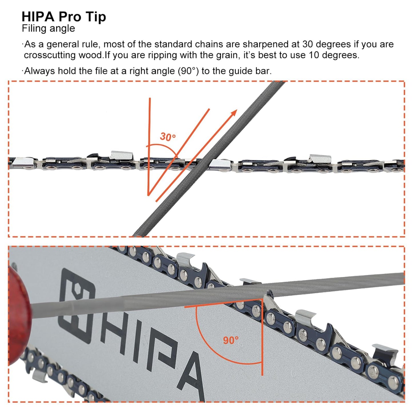 Hipa 12 Pack Chainsaw File, Chainsaw Sharpener Kit, 5/32", 3/16", 7/32", 1/8", 11/64", 13/64" Round Chainsaw Sharpening, 6 Inch Flat File,Depth Gauge,Quick Check Gauge, Chain Saw Sharpener Tool
