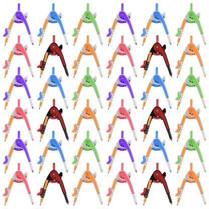 36 Packs Math Geometry Compass Bulk 6 Inch Colorful Basic Precision Tool for Student Plastic Scale Alarm Drawing Compass with Pencils for Drafing Office Home School Supplies (36)