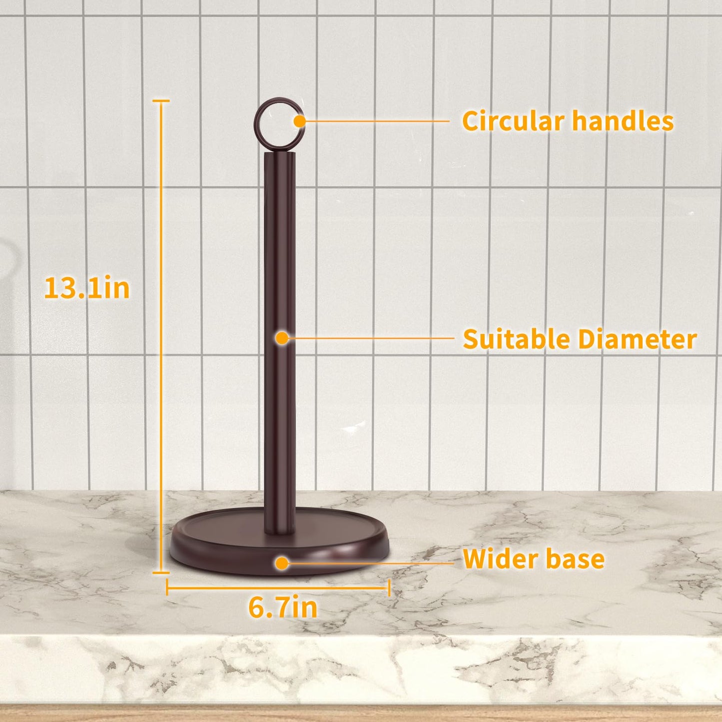 Oil Rubbed Bronze Paper Towel Holder Countertop, Oil Rubbed Bronze Kitchen Accessories Decor, Stainless Steel, Weighted Base, Paper Towel Stand for Bathroom Farmhouse Essentials