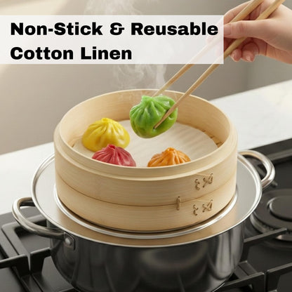 HAPPI STUDIO Bamboo Steamer Basket Set - 10 Inch Large Dumpling 2 Tier for Pots - Asian Cooking Dim Sum Bao Buns Momo Rice - Natural Chinese Steam Baskets Kit with Stainless Steel Ring (10-inch Extra Deep Bamboo Steamer w/ Ring)