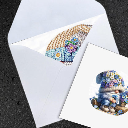 JISHSHAY 6 PCS Gnome Diamond Painting Greeting Cards Flower Diamond Art Birthday Cards with Envelopes Gem Painting Mosaic Kits for Adults, for Anniversary Valentine Thank You Graduation All Occasion