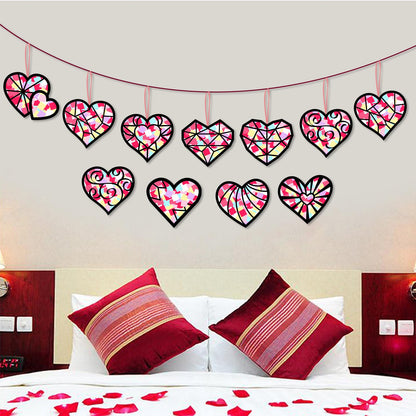 KOPOOEOE 48 Sets Valentines Day Suncatchers Craft DIY Heart Tissue Paper Crafts Kits Valentine Heart Hanging Decorations for Classroom Home Window Stained Glass Effect Art Supplies