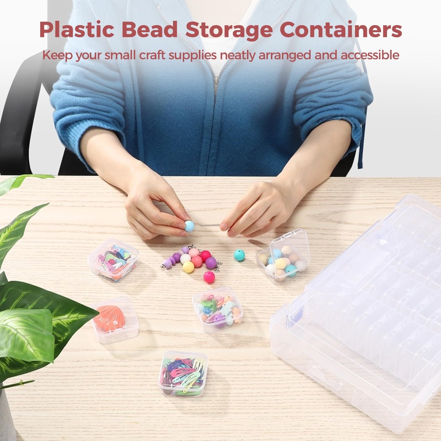yeesport 138 Pcs Plastic Bead Storage Containers, Includes 135 Small Storage Boxes and 3 Large Organizer Cases, Clear Containers with Hinged Lids for Jewelry, Crafts, Small Items, Parts