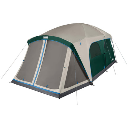 Coleman Skylodge 12-Person Tent with Rainfly & Screened Porch, Weatherproof Family Tent Fits 4 Queen-Sized Airbeds, Color-Coded Poles & Sleeves