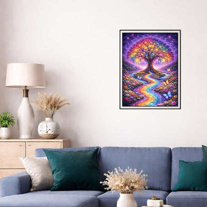 IOHEFY Rainbow Tree of Life Diamond Painting 12 x 16 Inch Full Drill Acrylic Diamond Art DIY Crystal Rhinestone Fantasy Landscape Artwork Nano Pearlescent Canvas Wall Decor Gift