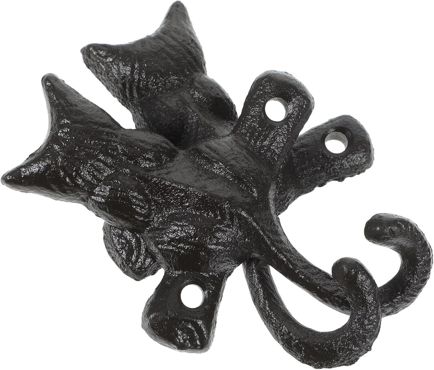 HOMSFOU 2pcs Cast Iron Cat Hook, Decorative Wall Mount Hook for Coat and Key Holder