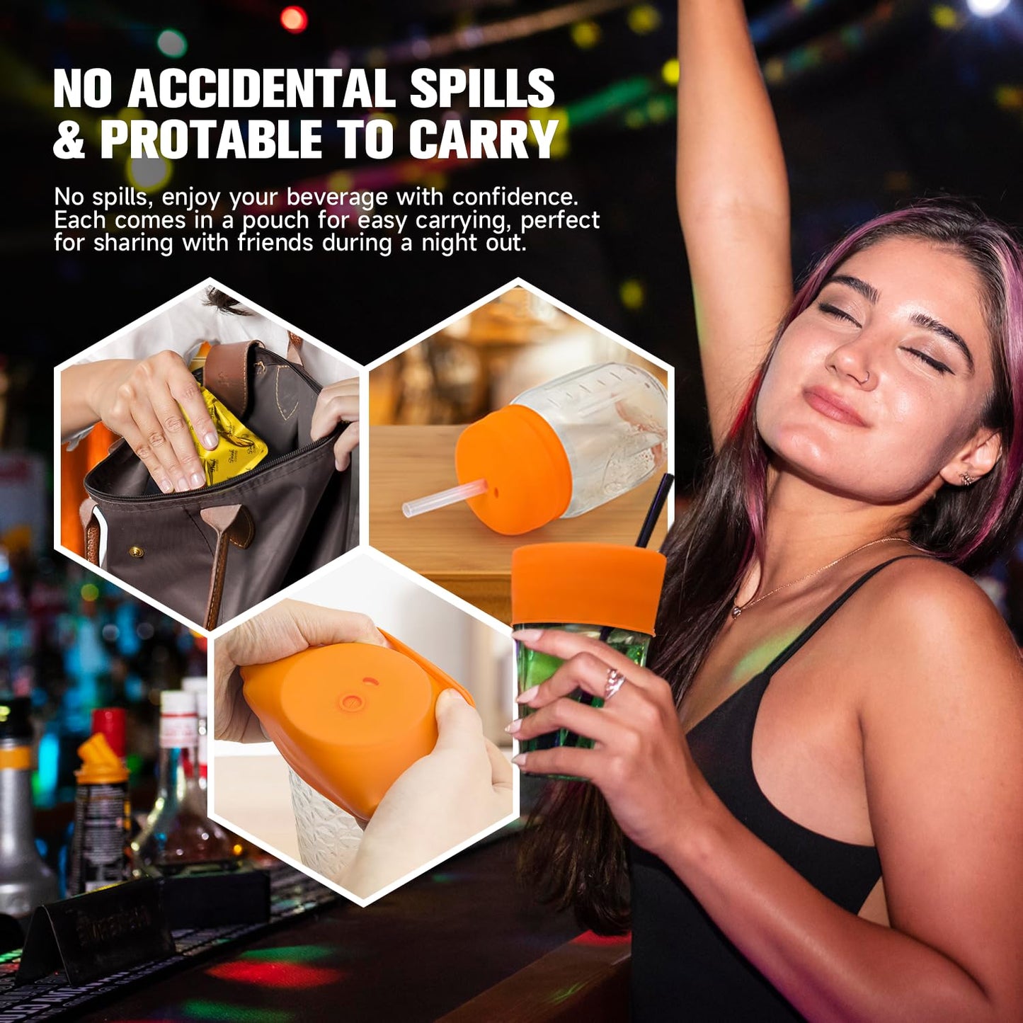 Drink Protection Cover | 100% Silicone and Reusable, Perfect for Parties, Bars or Clubs, Fits All Cup Sizes | Stop Worrying About Beverage Safety (6 Pack)