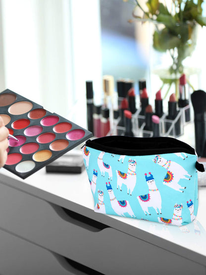 SATINIOR 6 Pcs Llama Gifts for Women Llama Makeup Bag 5.3 x 8.7 Inch Alpaca Pouch Cosmetic Bag for Winter Christmas Women Stocking Stuffers(Cartoon Design)