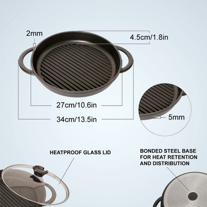 Jean-Patrique The Whatever Pan Cast Aluminum Griddle Pan for Stove Top - Lighter than Cast Iron Skillet Pancake Griddle with Lid - Nonstick Stove Top Grill 10.6" Diameter