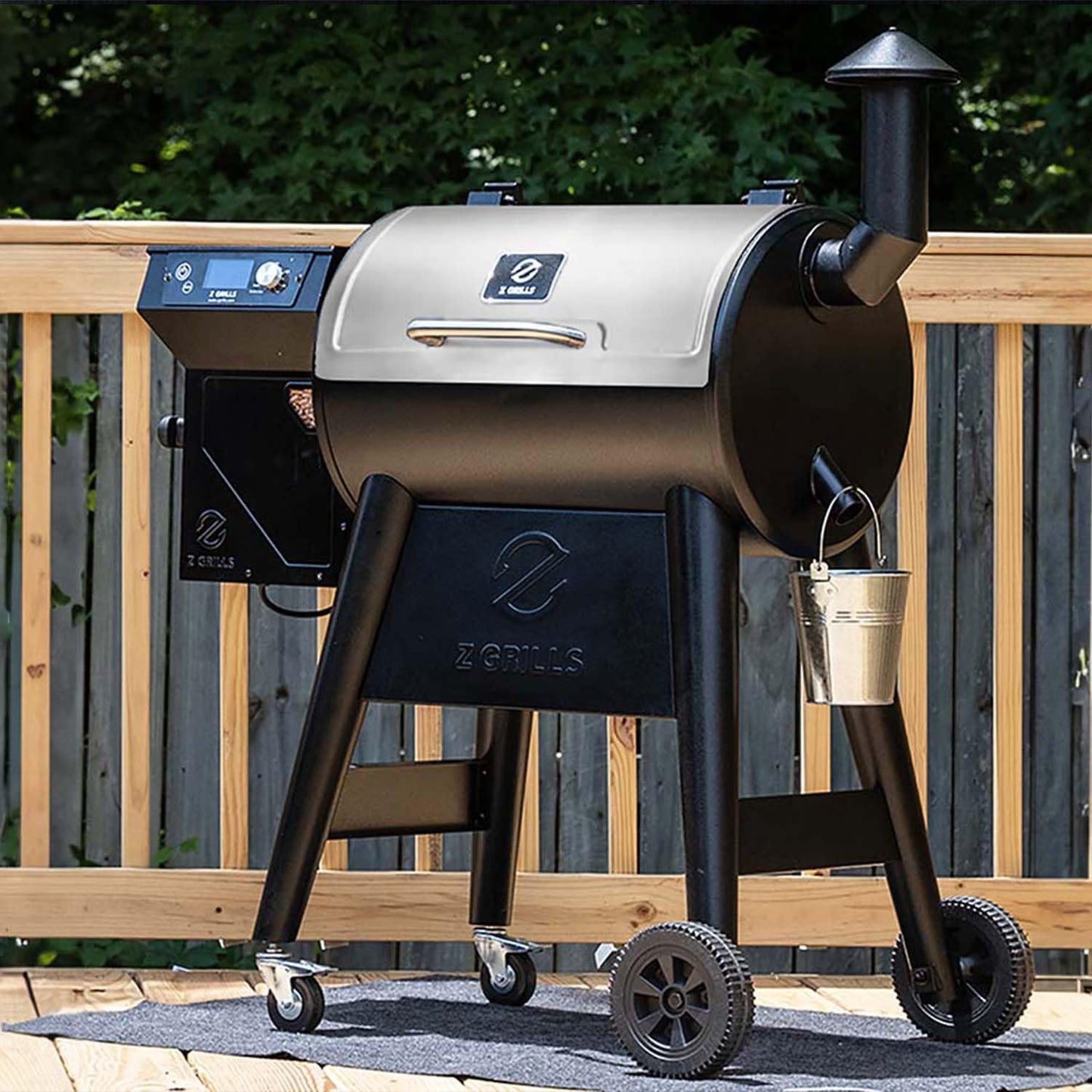 Z GRILLS 450E Pellet Smoker Grill, Upgrade PID 3.0 Temperature Control (180-450°F), 459 SQ.IN Cooking Area, 8 in 1 BBQ Grill,Hopper Cleanout, Meat Probe, Rain Cover, for Backyard Camping