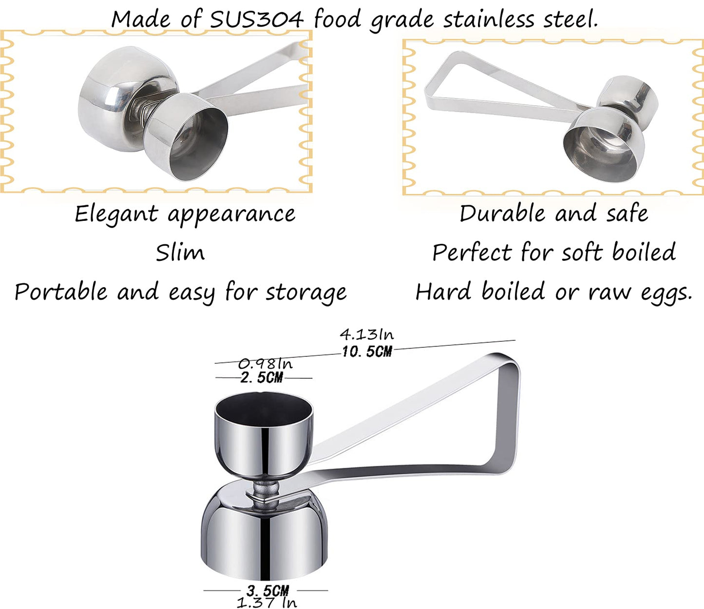 Sagapo 1 Egg Cracker Topper,Double Cups Opener shell Cutter Precise Remover Tool for RawSoft Hard Boiled Egg,Environmentally friendly 304stainless steel Not discolored Resistant high temperature