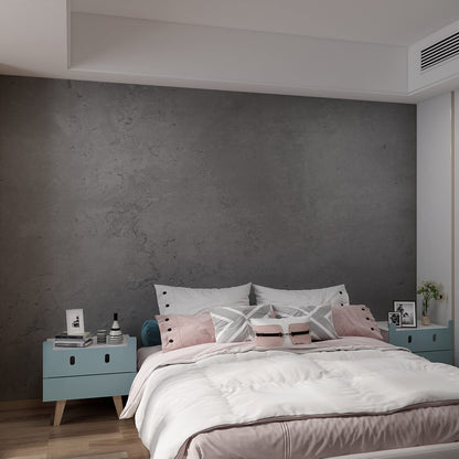 3YECAO 31"×1181" Extra Wide Big Thick Darker Grey Black Concrete Wallpaper Peel and Stick Removable Matte Textured 3d Dark Gray Concrete Cement Contact Paper for Store Coffee Room Gym Bedroom Bathroom