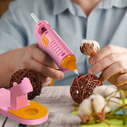 MONVICT Pink Hot Glue Gun Kit, Mini Glue Gun with Suction Cups Stand Anti Stick Silicone Mat, Hot Melt Glue Gun with Fine Tip & 30 Glue Sticks, On/Off Switch Design for DIY, Craft, Home School Project