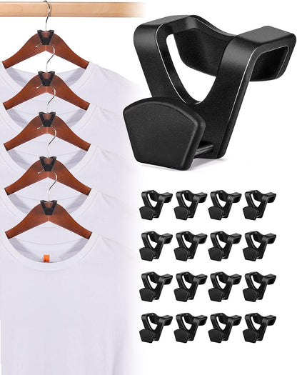 HOUSE DAY Space Saving Hanger Hooks, 100 Pack Black Clothes Hanger Connector Hooks, Heavy Duty for Closet
