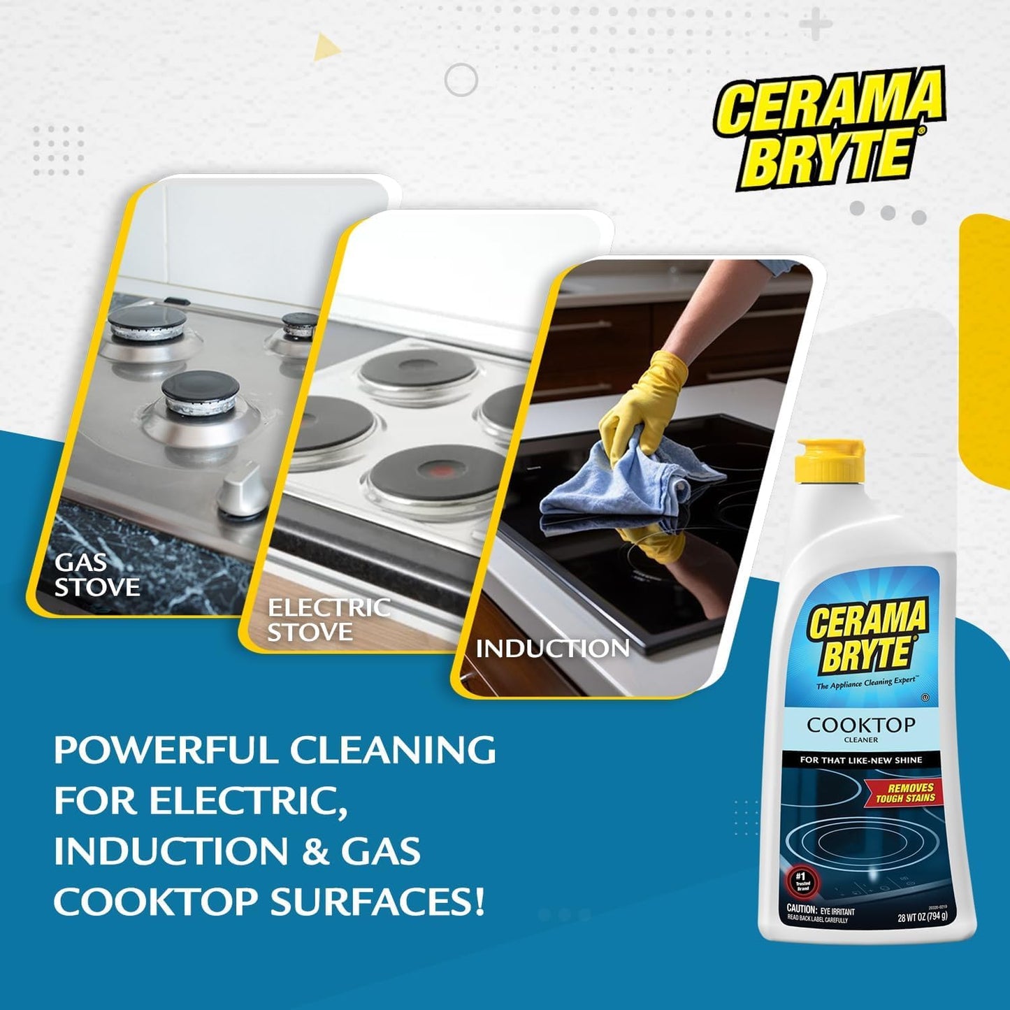 Cerama Bryte Best Value Kit: Ceramic Cooktop Cleaner 28oz, Scraper, 10 Pads, Burnt-on Grease Remover 2oz, 4 Piece Set