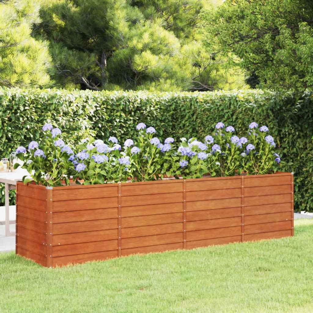 Mhdvray Corten Steel Large Raised Garden Bed 126x31.5x30.3 in Rusty Rectangular Planter Box for Vegetables Herbs Flowers Outdoor Patio Terrace
