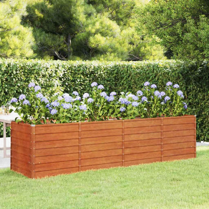 HETFTJN Large Raised Garden Bed 126 Inch Rusty Corten Steel Planter Box for Vegetables Herbs and Flowers Rectangular Outdoor Elevated Planter with Industrial Design