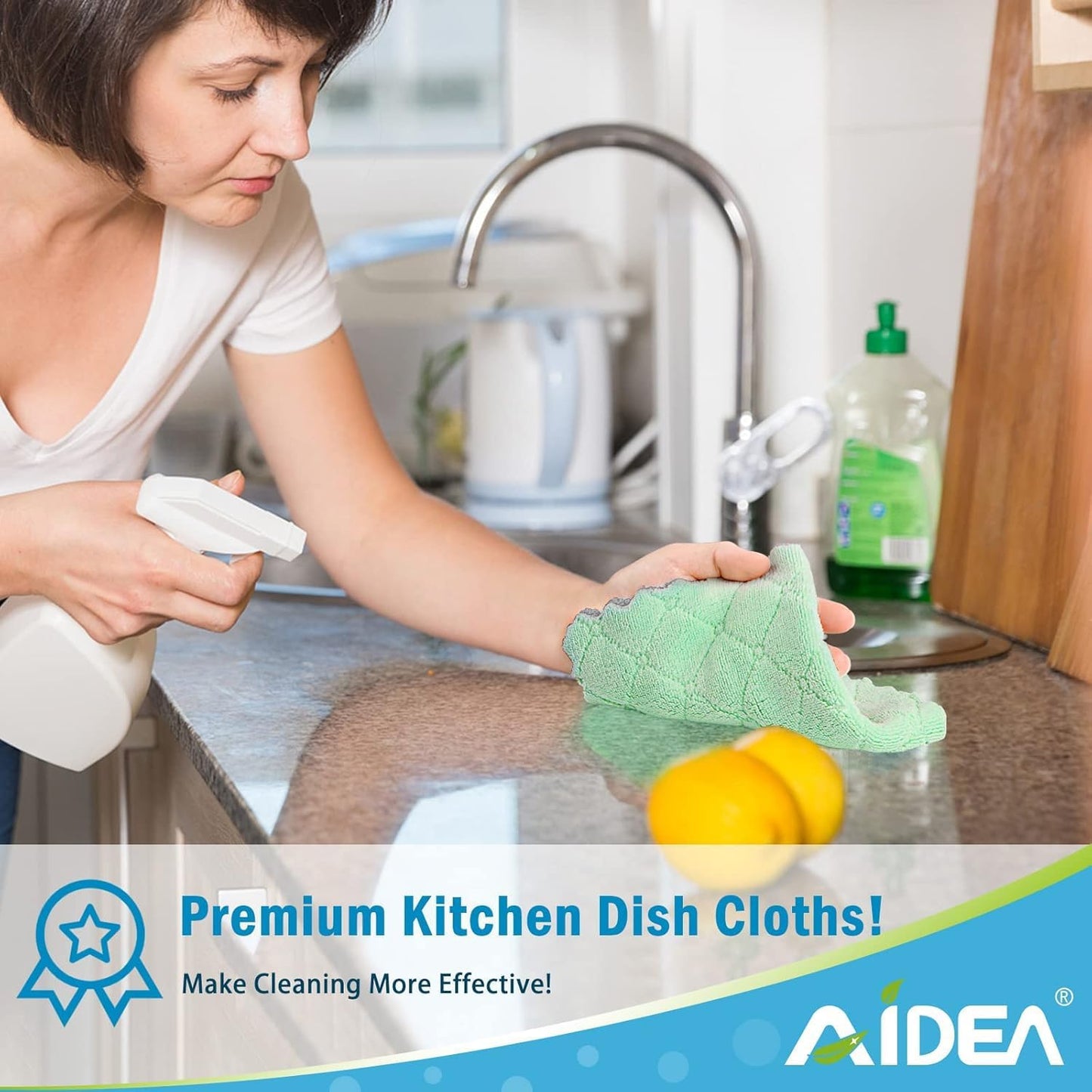 24 Pack 6.3" x10.4" AIDEA Kitchen Towels, Absorbent Coral Fleece Dish Towels, No Odor Reusable Dish Cloths, Microfiber