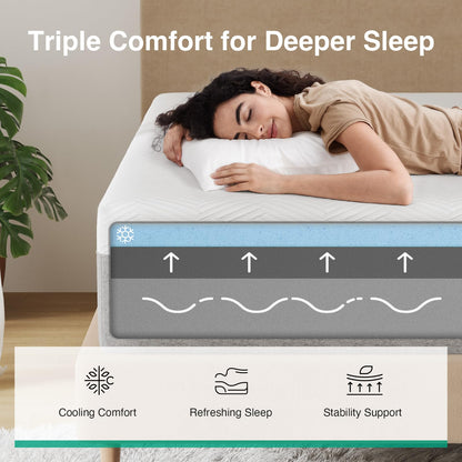 Novilla Bliss Queen Size Mattress, 12 Inch Gel Memory Foam Mattress Queen in a Box for Cool Night Sleep & Pressure Relief, Support Foam for Spine Alignment & Motion Isolation, Medium Plush Feel