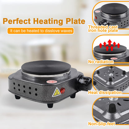 BBAXI Candle Making Kit with Electronic Hot Plate,Candle Wax Melter for Melting,Including Melting Pot, Hot Plate,1lb Soy Wax,Stain Spoon,Cotton Wicks,Center Devices,Wick Stickers