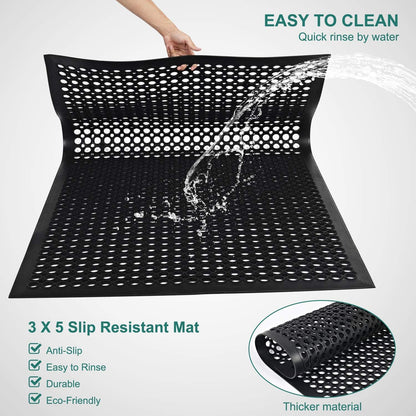 Anti Fatigue Rubber Floor Mat 2 Pack Restaurant Kitchen Mats for Floors Rubber Non-Slip Bar Floor Mats Door mat Drainage Mats Utility Garage Indoor Outdoor Use 36 x 60 Inches