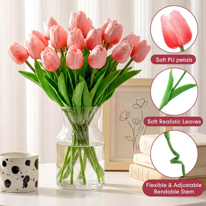 Zeyune Graduation Gifts Mini Faux Tulip Bouquet Kit, 10 DIY Artificial Tulip Flower Bouquets with Wrapping Paper and Ribbons, Class of 2026 Party Favors Gifts for Students Teachers Guests(Pink)