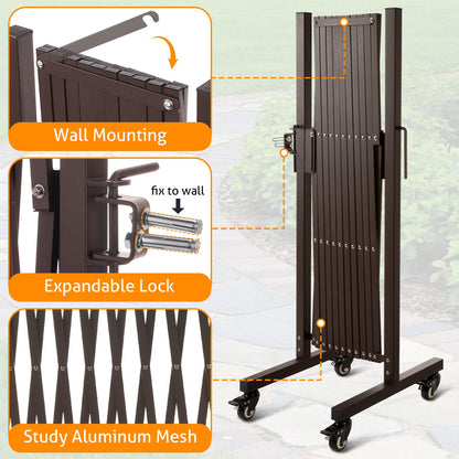 WICHEMI Expandable Driveway Gate, Retractable Gate Outdoor 10.8FT Portable Fence for Wide Openings Temporary Traffic Garage Barricade Safety Gate for Backyard