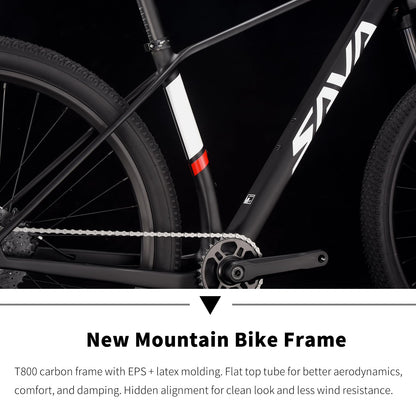 SAVADECK Carbon Fiber MTB with Shmano U6000 10 Speed Shift Groupset, Hydraulic Disc Brake with Shmano MT200 Break System (Midnight Black, 29 * 15.5)