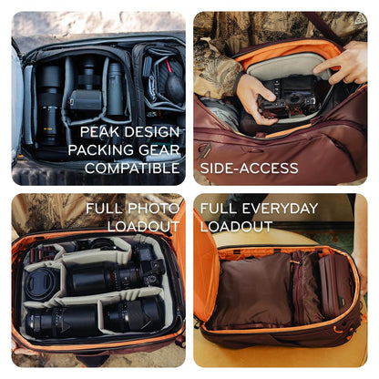 Peak Design Travel Backpack 45L, Black, Expandable 35-45L Design, Rear and Top Access, Weatherproof Shell, Laptop Sleeve, Ideal for Travel or Everyday Carry, Versatile Backpack for Men and Women