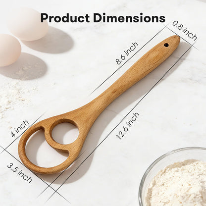 Drcomtruing Wooden Danish Dough Whisk - 12.6" Handcrafted Dutch Bread Whisk for Batter, Pizza Dough & Baking - Upgraded One-Piece Sourdough Whisk with Flow-Through Design-2 Pack