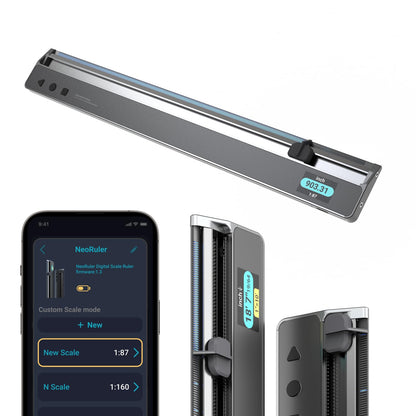 HOZO NeoRuler Digital Scale Ruler, 12 inch Smart Scale Ruler with Infinite Customized Scales and ±0.004 inch Accuracy, 93 Built-in US Imperial, Metric Scales, Architectural and Engineering