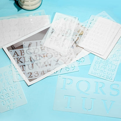 1/3, 1/2, 3/4, 1, 2 Inch Letter Stencils for Painting, 45 Pcs Reusable Plastic Alphabet and Number Symbols Stencils for ournal Notebook, Diary, Scrapbook Decor Supplies Crafts Art Projects