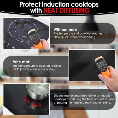 Cook's Aid Large Induction Cooktop Protector Mat 21.2x35.4 Inch,Translucent (Magnetic) Stove Top Cover for Electric Stove, Silicone Stove Mat for Glass Top Stove,Glass Top Stove Cover (LTSICT1)