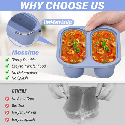 Mossime Silicone Soup Freezer Molds: 1 Cup Silicone Freezer Trays with Lid - 4 Packs Easy Release Soup Freezer Containers - 250ml 125ml Portion Large Cubes for Ice Soup (4, Blue/Purple)