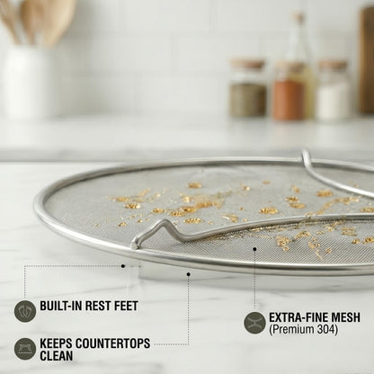 HOMEAVA Splatter Screen for Frying Pan 3-Piece Set - Stainless Steel Grease Splatter Guard (13", 11.4", 9.8") - Oil Splash Guard & Fine Mesh Cover for Cooking Bacon