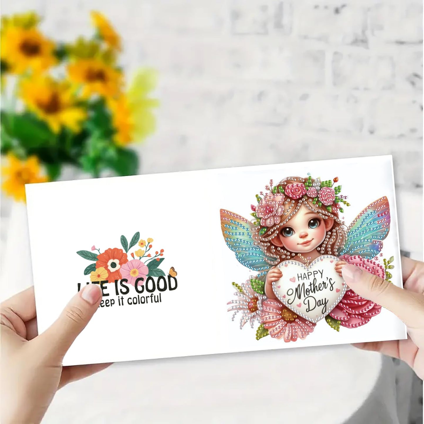 MaiYiYi 6 Pack DIY Happy Mother's Day Diamond Art Cards Rose Girl Diamond Painting Greeting Cards Dog Diamond Art Cards with Envelopes for Mother Grandma Friends Family